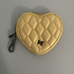 Lug Heart Pouch Zippered Keychain Wallet Iridescent Yellow/Gold NWOT